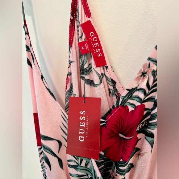 NWT GUESS Jaydee Maxi Wrap Dress Pink Bahama Floral Size M - Picture 3 of 10
